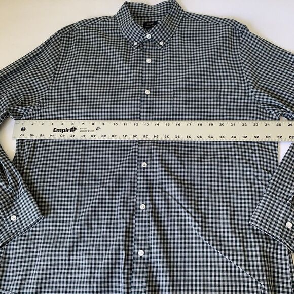 J Crew Shirt Men XL Teal Gray Gingham Check Cotton Button Up Preppy Career Norm - Picture 6 of 9